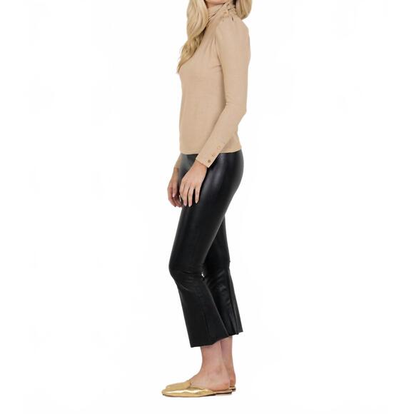 NEW EMILY MCCARTHY tessa turtleneck top in metallic gold knit